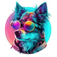 Illustration Grafik von bunt Hund tragen Sonnenbrille isoliert gut zum Symbol, Maskottchen, drucken, Design Element ai generativ png