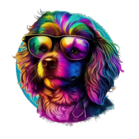 illustratie grafisch van kleurrijk hond vervelend zonnebril geïsoleerd mooi zo voor icoon, mascotte, afdrukken, ontwerp element ai generatief png