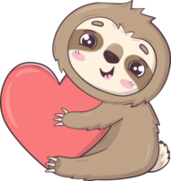 Cute sloth stickers Valentines day png