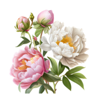 rosado blanco peonías clipart caliente rosado rosas, Barbie rosado ranúnculo, blanco peonía, oscuro orquídea, hortensia, Marfil magnolia, clavel ai generativo png