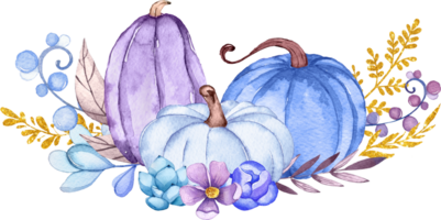 acuarela azul calabaza clipart acuarela ai generativo png