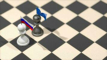 Chess Pawn with country flag, Russia, European Union. video