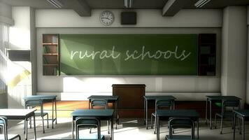 Classroom black board text, Rural school. video