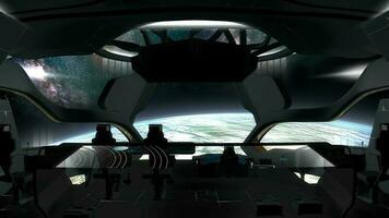 sci-fi ruimteschip commando kamer visie. video