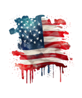 4 .. von Juli amerikanisch Patriot Aquarell ai generativ png