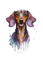 watercolor dog characters design collection with flat color in different poses png