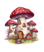 Watercolor Fairy Mushroom House png