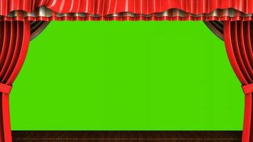 3d animación, clásico teatro escenario, con pantalla verde. video