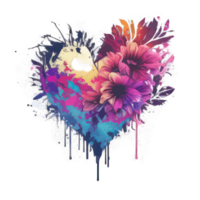 Watercolor illustration flowers Heart. Elegant floral design elements for postcard, invitation, cover, decoration png