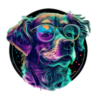 illustratie grafisch van kleurrijk hond vervelend zonnebril geïsoleerd mooi zo voor icoon, mascotte, afdrukken, ontwerp element ai generatief png