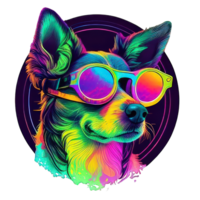 illustration graphic of colorful dog wearing sunglasses isolated good for icon, mascot, print, design element png