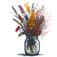 waterverf bloemen in pot clip art ai generatief png