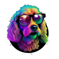 illustratie grafisch van kleurrijk hond vervelend zonnebril geïsoleerd mooi zo voor icoon, mascotte, afdrukken, ontwerp element ai generatief png