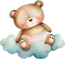 aguarela sonolento Urso clipart ai generativo png