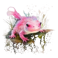 axolotl vattenfärg illustration, ai generativ png