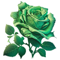 Green rose watercolor illustration, png