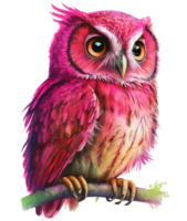 cute pink owl isolated, png