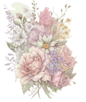 pastel bloemen boeket, ai generatief png