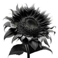 Black sunflower illustration, png