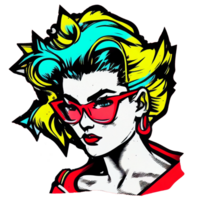 Vintage ▾ anni 80 pop ragazza etichetta, ai generativo png