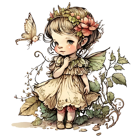 Vintage Spring Fairy Floral Vibes Watercolor Clipart, png