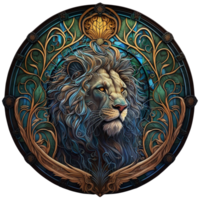 Stained glass lion art , png