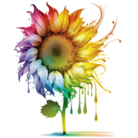 Regenbogen Sonnenblume Aquarell Illustration, ai generativ png