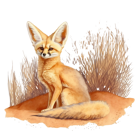 Fennec Fox watercolor illustration, png