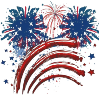Watercolor fire crack, fire burst in the sky, 4th of July element, png