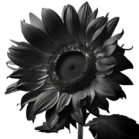 Black sunflower illustration, png