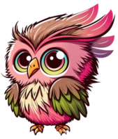 cute pink owl isolated, png