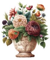 watercolor flower vase, png