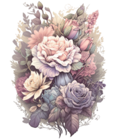 Pastel flowers bouquet, png