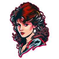 Vintage 80's Pop girl sticker, png