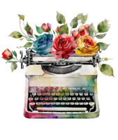 rosa máquina de escrever isolado, ai generativo png