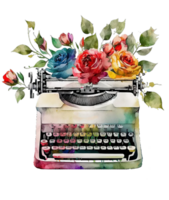 Rose typewriter isolated, png