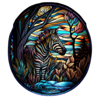 Stained glass zebra, forest animal art, png