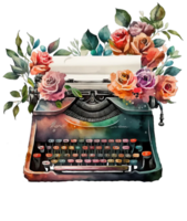 Rosa máquina de escribir aislado, ai generativo png