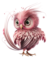 mignonne rose hibou isolé, ai génératif png