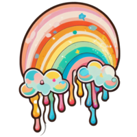 kawaii retro Rianbow, ai generativ png