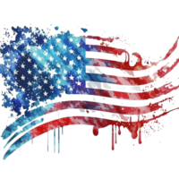 Watercolor American or USA flag, 4th of July element, png