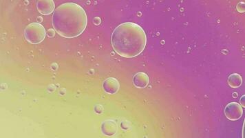petróleo burbuja Moviente en agua concepto mínimo fondo, pintura de aceite espacios con burbujas video