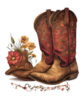 western cowboy boots watercolor, AI Generative png