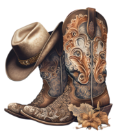 western cowboy boots watercolor, png