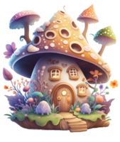 Mushroom house, fairy tale, isolated, png