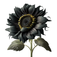 Black sunflower illustration, png