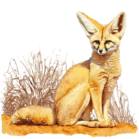 fennec zorro acuarela ilustración, ai generativo png