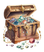 treasure chest with jewelry isolated, png