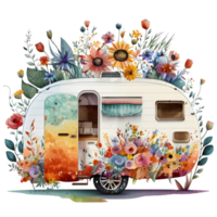 Blume Markt auf Lager Lieferwagen, Aquarell Clip Art, ai generativ png