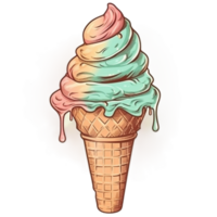 retro ice cream, watercolor, png